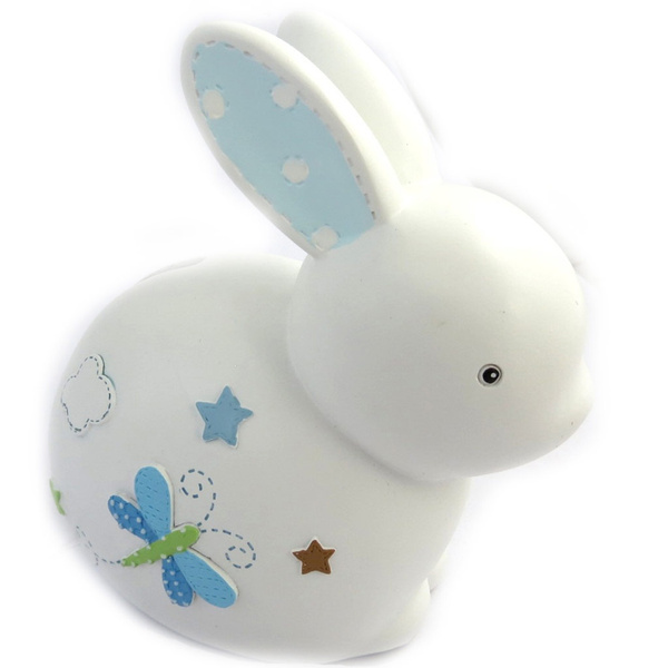 Les Tresors De Lily N1302 Tirelire Ceramique Bebe Lapin Blanc Bleu Ceramic Piggy Bank Bebe Lapin White Keramik Sparschwein Bebe Lapin Weiss Wish