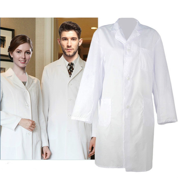 Unisex White Lab Coat Medical Doctor Coats Long Jackets White Nursing Clothes 
