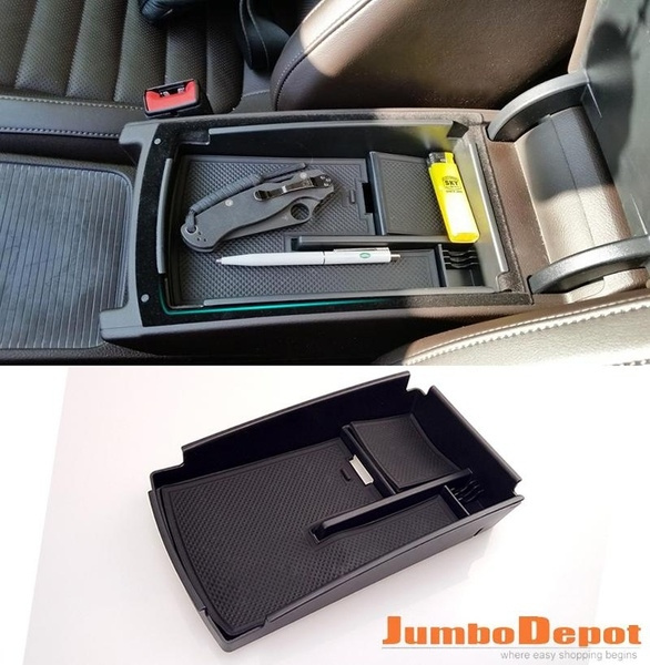 JessicaAlba® Armrest Center Console Secondary Storage Box Tray Utility Black For Volkswagen Passat CC 2009-2015