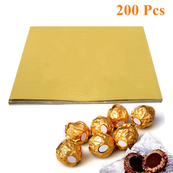 Foil Candy Wrappers Chocolate Paper Wrapping Packaging Gold Wrapper Bar Aluminium Tin Aluminum Food Lolly Sheet Gift, Size: 20x20x0.10cm