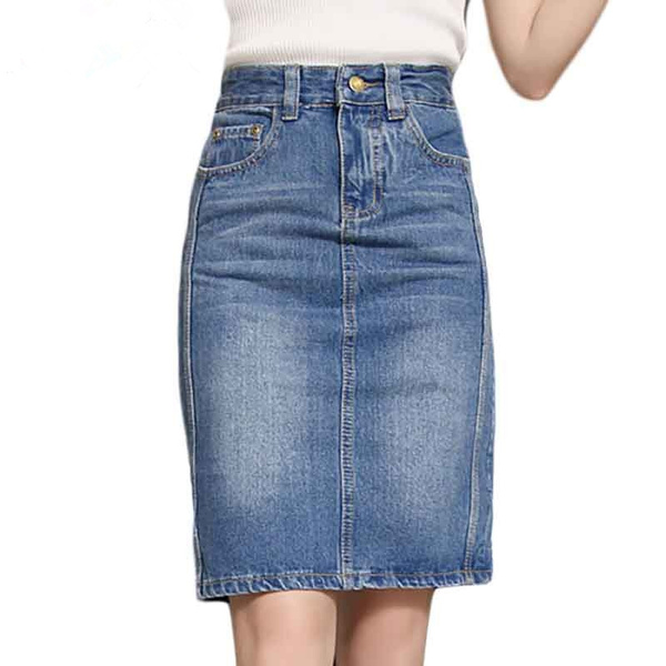 Midi Denim Pencil Skirt by Sofia Irina Online | THE ICONIC | Australia