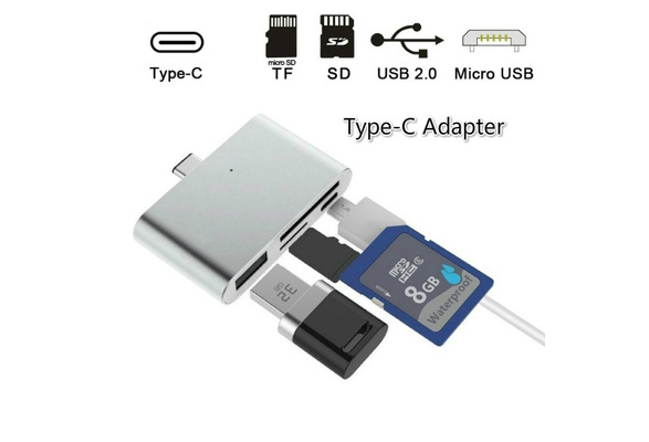 USB Port to USB-C//Type-C Adapter Card Reader Connection Kit with LED Indicator Light Black SD Card WEIHONG Moblie TF Color : White