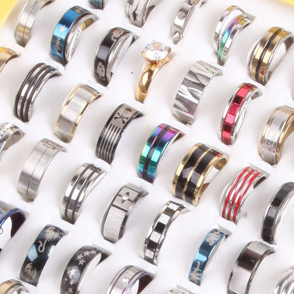 wholesale mixed lots 1000pcs men's women's stainless steel fashion Rings 