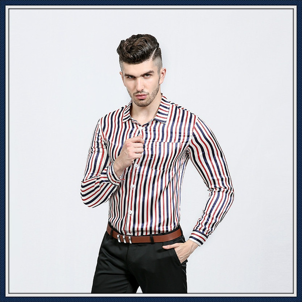 Long Sleeve Casual Cotton Stripe Shirts 