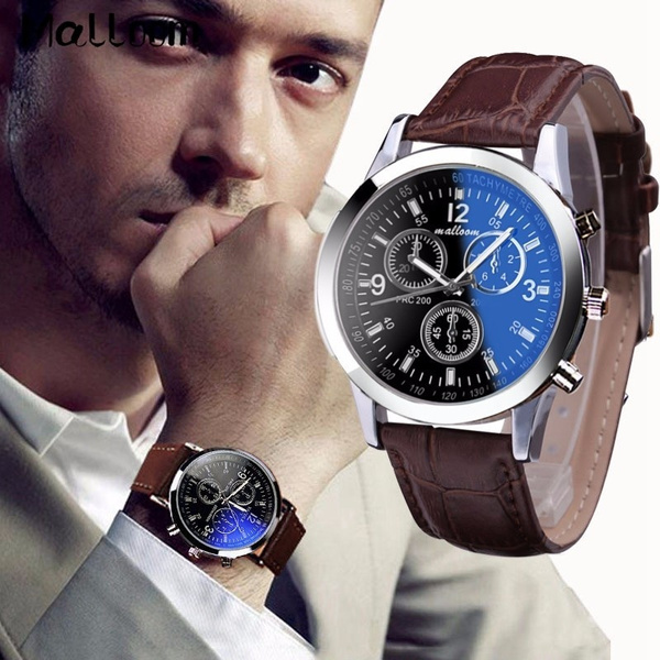 2017 Malloom Mens Numeri Romani Blu Ray Vetro Orologi Da Uomo Di Lusso In  Pelle Analogico Al Quarzo Affari Orologio Da Polso uomo Orologio Relogio #  YL | Wish