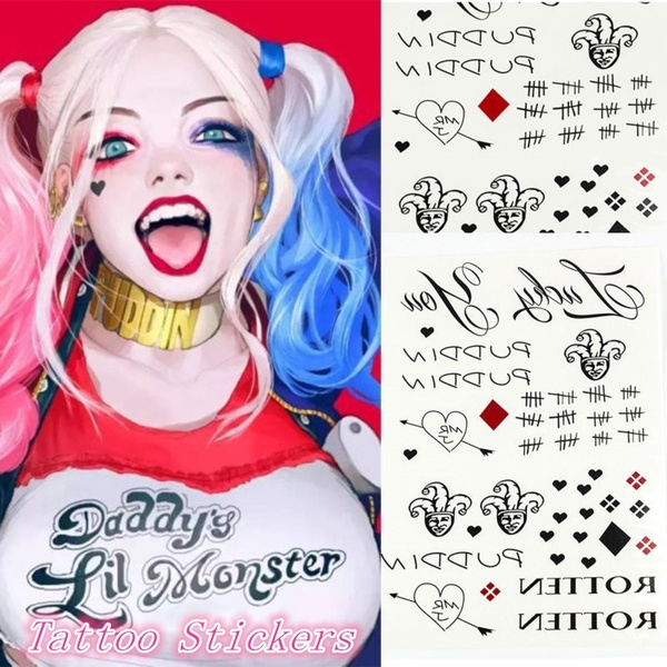 Harley Quinn Temporary Tattoos Suicide Squad Costume Cosplay 