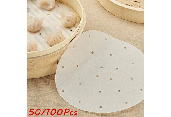 200pcs Perforated Parchment Round Bamboo Steamer Paper Air Fryer Liners 9inch