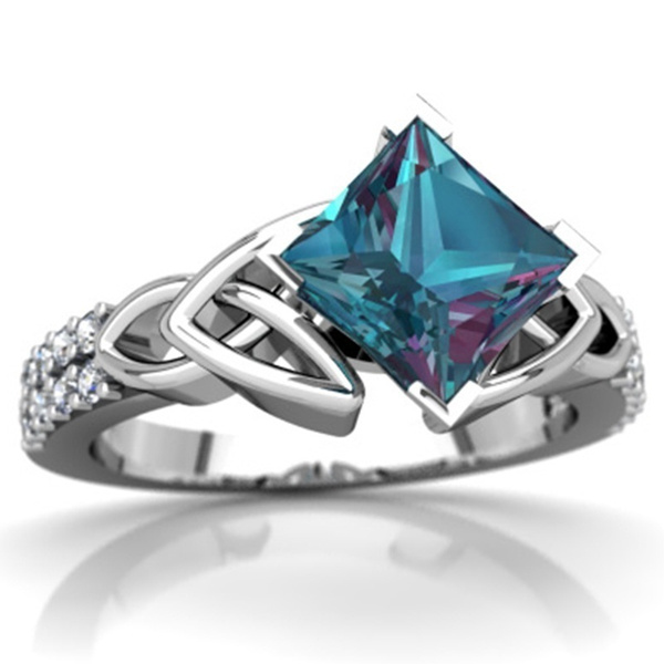 925 Silver Women Men Aquamarine Jewelry Wedding Engagement Ring Size 6-10 