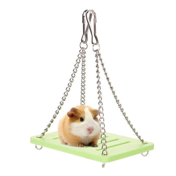 Ewolee Hamster Hanging Toy Small Animal Chew Toys for Guinea Pigs Chinchilla Hamster Mice Parrots 3 Piece Wooden Hammock Swing Climbing Ladder House Nest Toys 