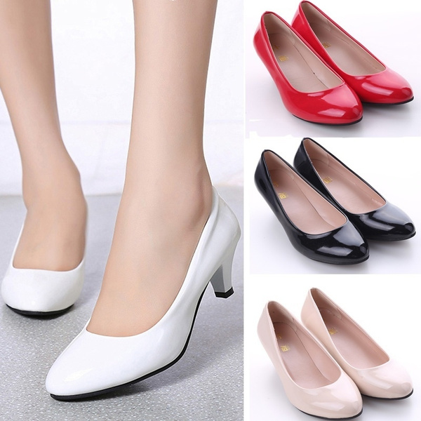 Womens leather outlet low heel shoes