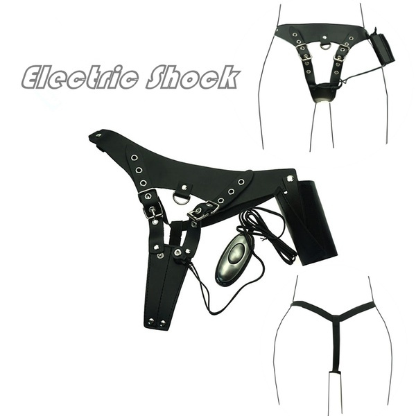 Electric Shock Belt Leather Pant Electro Stimulation Underwear Sex Toys for Women (Color Black) Wish