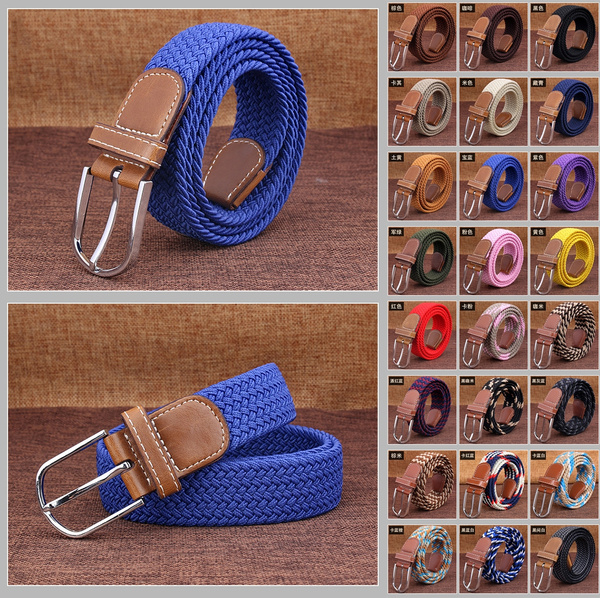 Top Fashion Striped Free Cinto Feminino Belts For Knitted Elastic Belt Male  Canvas Pin Buckle Women's Lovers Strap