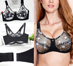 New Sexy Bra Women's Embroidery Non Padded Large Bosom Lace Underwire Underwear Plus Size Full Cup B C D DD E F