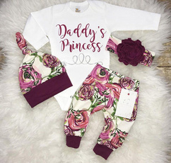 Newborn Infant Baby Girls Flower Romper Pants Leggings Hat Outfits Set Clothes