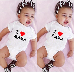 I LOVE MAMA & PAPA Super Cute Newborn Infant Baby Bodysuit Short Sleeve Baby Onesie Matching Clothes