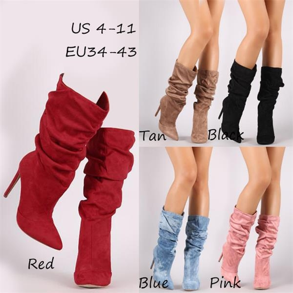 red 3 inch heel boots