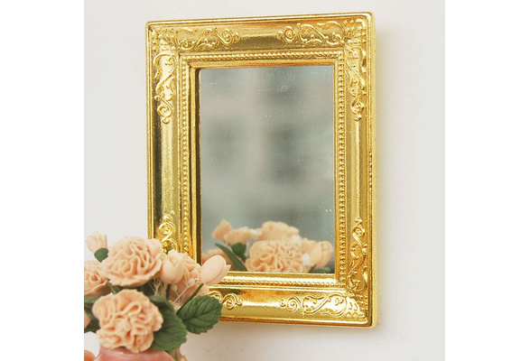 1:12 Dollhouse Golden Square Framed Mirror for Dollhouse Miniature Accessory 