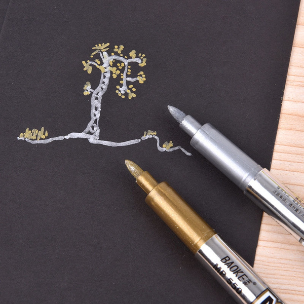 JUNTEX Gold Silver Paint Pen Metallic for Black Paper Card Making