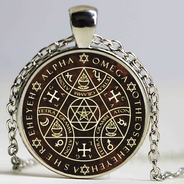 1pc Key Of Solomon Sigil Logo Round Pendant Necklace Vintage Silver Choker Jewelry Gaudy Adventurer Wish - What Does The Circle Pendant Necklace Mean