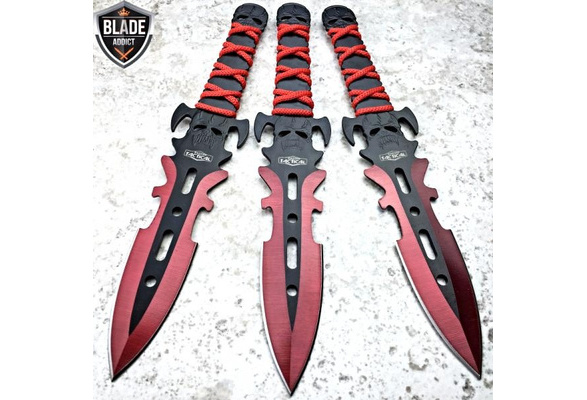 Ninja Black Tanto Throwing Knives Set of 3 Kunai Red, Orange, Green - Edge  Import