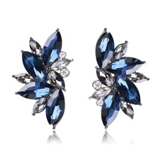 Geometry Flower Crystal Stud Earrings For Women Wedding Cubic Zirconia Fashion Jewelry