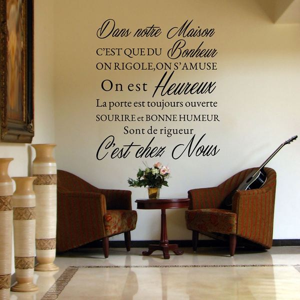 Stickers Muraux Citation Dans Notre Maison C Est Que Du Bonheur Wish