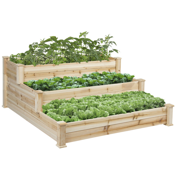 Wooden Raised Vegetable Garden Bed 3 Tier Planter Kit Outdoor Gardening Wish Wooden Raised Vegetable Garden Bed 3, Raised Vegetable Garden Planters