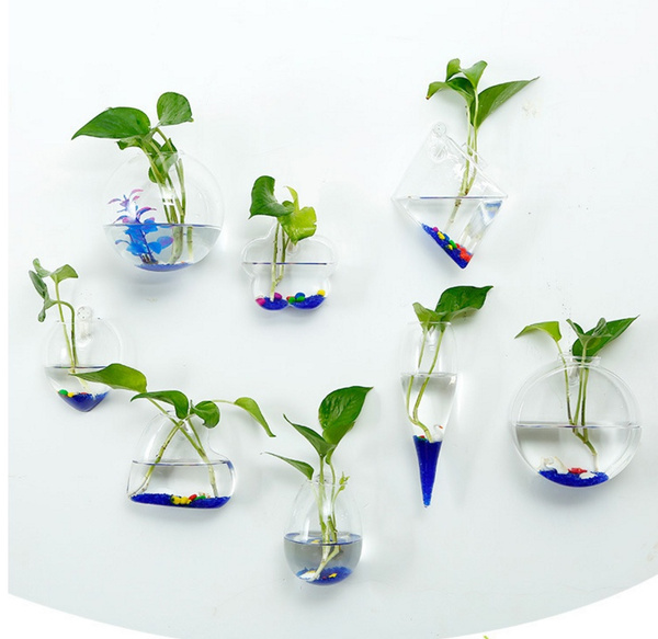 Glass Vase Wall Hanging Flower Pot Hydroponic Terrarium Fish Tank Planter Decor