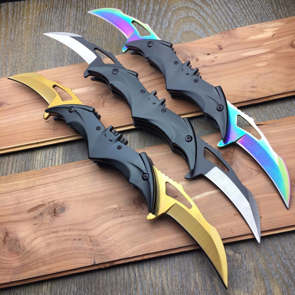 3 Pc Dark Knight Spring Assisted Dual Blade Batman Tactical Folding Knife New Wish 3 Pc Dark Knight Spring Assisted Dual Blade Batman Tactical Folding Knife New Wish