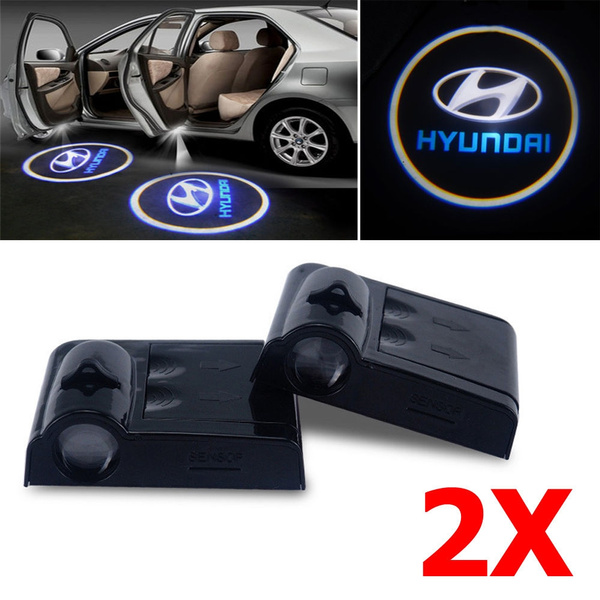 LED Car Door Courtesy Welcome Projector Light 2 Pieces Wireless Car Door Logo Light Projector For Hyundai Ghost Shadow Lights Compatible with Hyundai All Models Carbon Fiber Appearance