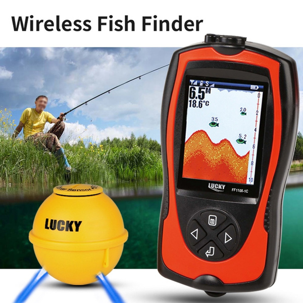 Lixada Portable 2-In-1 Rechargeable 2.4inch Lcd Wireless Sonar Transducer Depth Locator Ice Ocean Boat Fish Finder Alarm Fish Detector