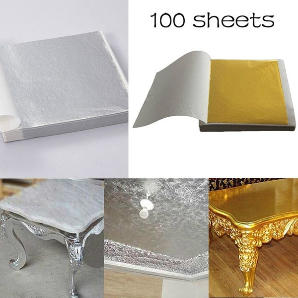 100 Sheets 9cm Alloy Silver Gold Leaf Foil Paper Leaves For Gilding Decoration Hot Border Ceiling Diy Art Work Crafts Decorative Material Wish 9cm Alloy Silver Gold Leaf Foil Paper, Gold Leaf Coffee Table Diy