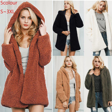brown, Fleece, Plus Size, hooded