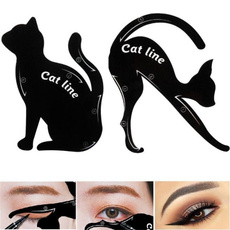 3Pcs/Set Sexy Eye Makeup Tools Dual-ended Black Liquid Eyeliner Pen with Stamp Seal Cat Eye Shadow Ruler Eyeline Template Card