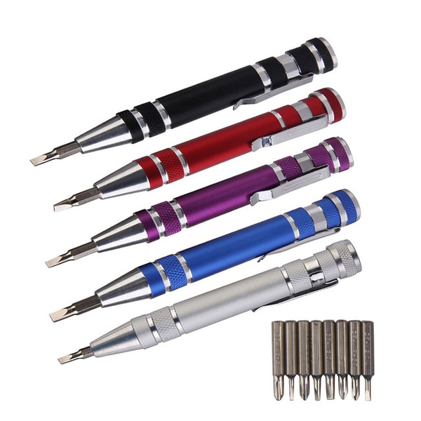 Practical 8 in 1 Pen Style Screwdriver Multi-Tool Precision Phone Repair Bit 