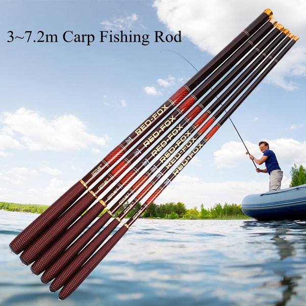 Goture 1 Pc 10 to 24 ft Telescopic Fishing Rod Light Portable Fishing Pole  Carbon Fiber Stream Rod for Carp Bass Long Hand Poles