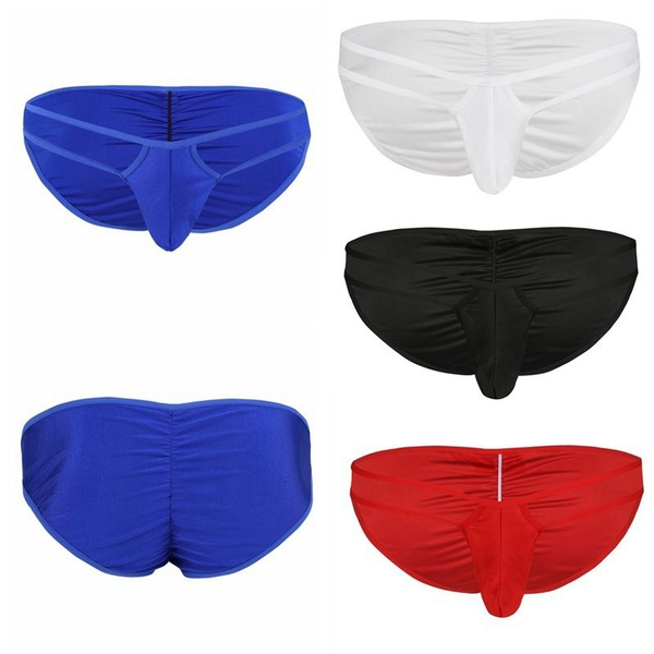 #M-XL Men Stretchy Lingerie Low-waisted Bulge Pouch Bikini Briefs ...