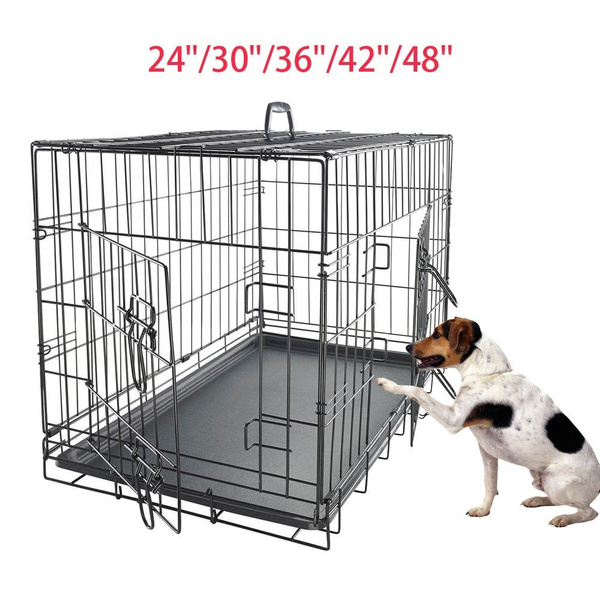 20"/24"/30"/36"/42"/48" Dog Crate with Divide with Tray Fold Metal Pet