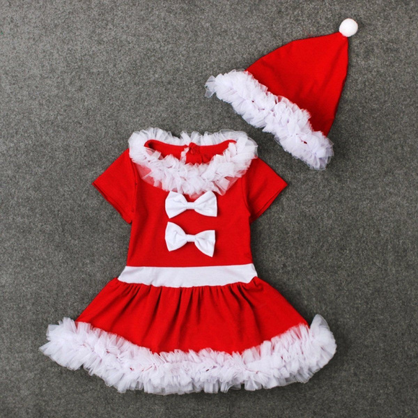 New Christmas Girls Princess Dress Kids Baby Party Wedding Pageant Red Santa Dresses With Christmas Hat Robe De Noel Rouge Avec Un Chapeau Rotes Weihnachtskleid Mit Hut Wish