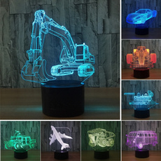 Touch 3D Excavator Visual LED Night Light 7 Color Change Table Lamp Kids Boys Gift Home Decor with USB Cable