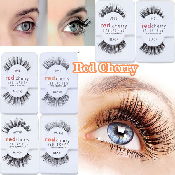 Fashion Natural False Eyelashes Soft Human Hair Eyelashes Adhesives Glamour Eye Lashes Red_Cherry Makeup | Wish Fashion Natural False Eyelashes Soft Human Hair Eyelashes Adhesives Glamour Eye Lashes Red_Cherry Makeup | Wish