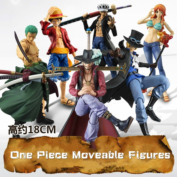 Anime One Piece Hawkeye Sabo Nami Luffy Figure Pvc Hand To Do 18cm Collectible Toys Roronoa Zoro Model Toys Wish