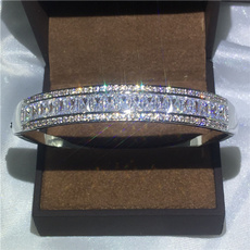 Charm Bracelet, White Gold, DIAMOND, engagementbangle