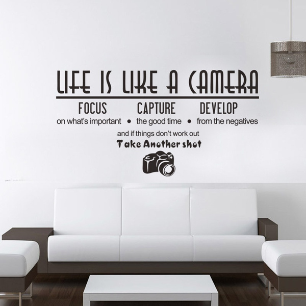 LIFE IS LIKE A CAMERA Vinyl Lettering Words Wall Art Quote Sticky Decals Decor 