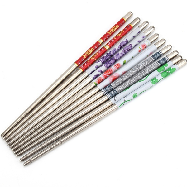 5Pairs Stainless Steel Chopsticks Chop Sticks Beautiful Gift Set Assorted Home