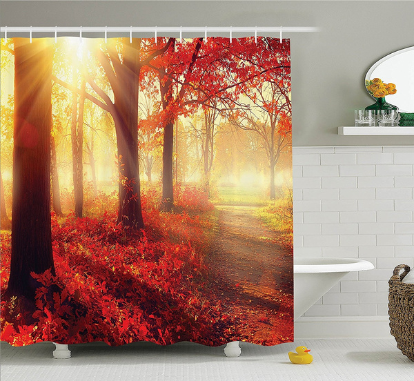 Forest Shower Curtain Tree Woodland, Fall Seasonal Shower Curtains