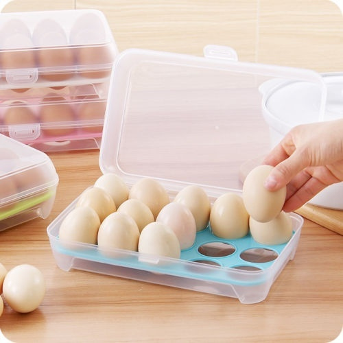 Plastic Refrigerator Egg Storage Box Case 15 Eggs Holder Food Storage ContainerS 