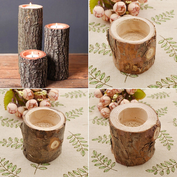 Tree Branch Wooden Candle Holder Vintage Wood Tea Light for Candlelight Dinner 