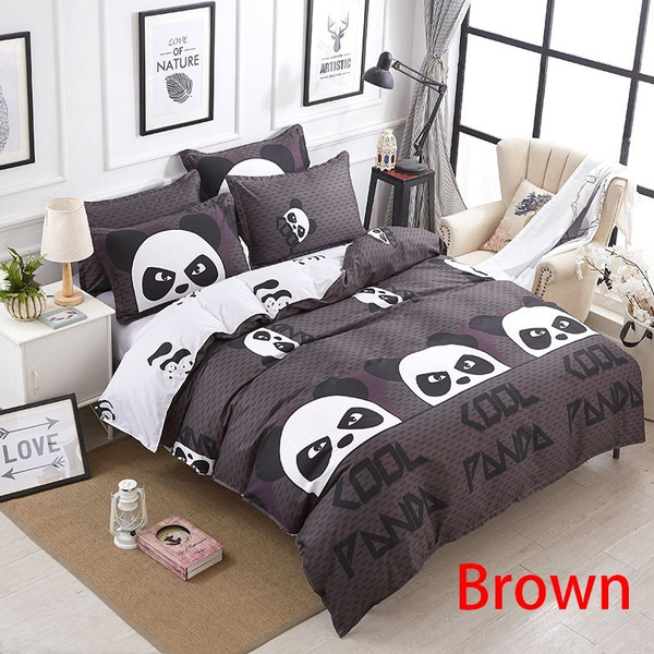 Panda Dog Printed Bedding Set Kids Bedspread Duvet Cover Comfortable Blend Cotton Bed With Flat Sheet 3 4pcs Twin Double Full Queen King Size Wish Panda Dog Printed Bedding Set Kids, Panda Bedding King Size