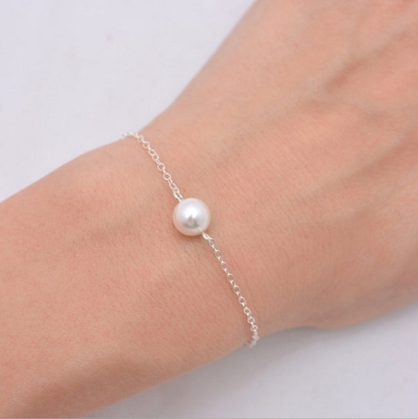 Floral Peach Button Pearls Bracelet In Silver Finish - Pure Pearls